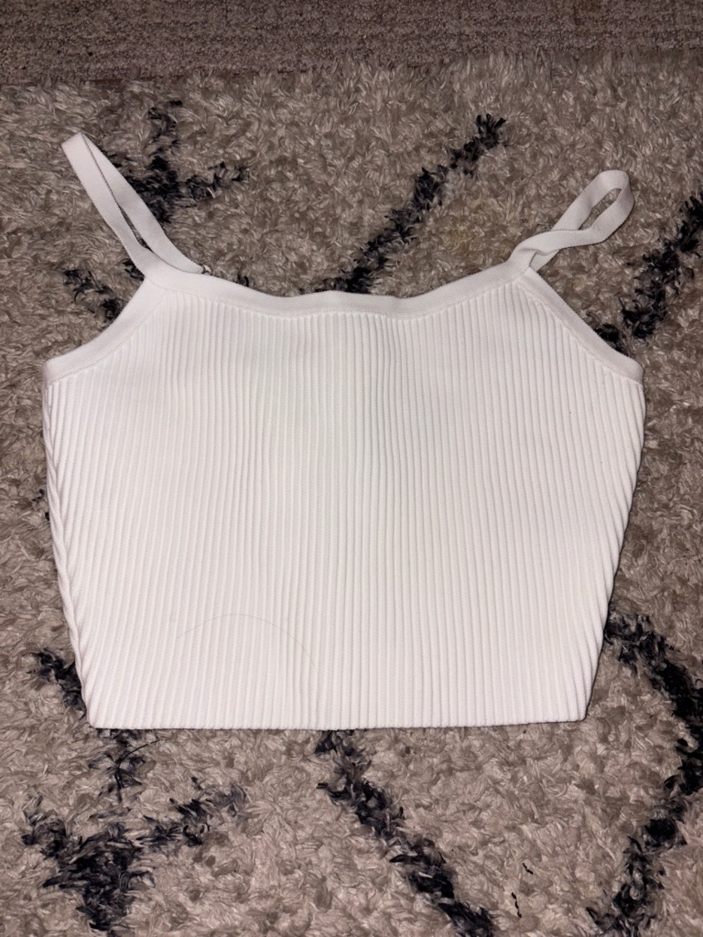 Forever 21 White Ribbed Cropped Cami